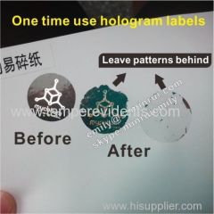 Custom one time use 3D&2D security hologram stickers with customized hologram logo and texts