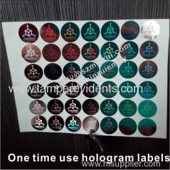 Custom one time use 3D&2D security hologram stickers with customized hologram logo and texts