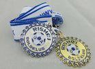 2D or 3D Gold Plating Iron / Brass / Zinc Alloy Rishoj Iron Stamped Ribbon Medals with Soft Enamel