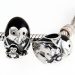 High Quality Sterling Silver Penguin Family with Black Enamel Beads European Style