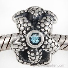 Large Stock Sterling Silver Sea Star with Aquamarine Austrian Crystal Charm Beads