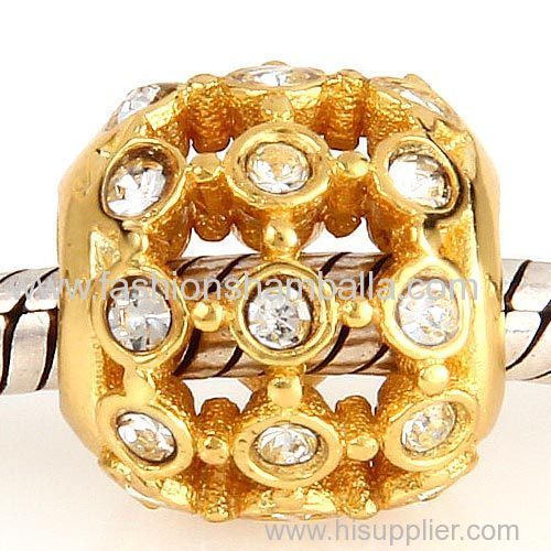 Gold Plated Sterling Silver In the Spotlight Bead with Clear Austrian Crystal