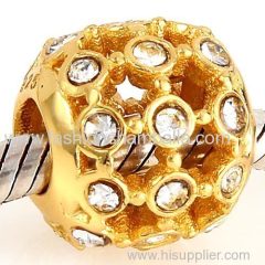 Gold Plated Sterling Silver In the Spotlight Bead with Clear Austrian Crystal