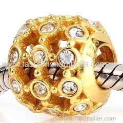 Gold Plated Sterling Silver In the Spotlight Bead with Clear Austrian Crystal