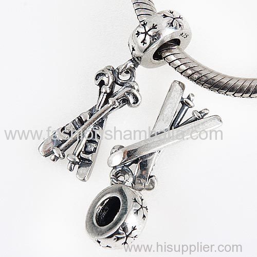 China Supplier Wholesale European Sterling Silver Dangle Skis Charm Beads