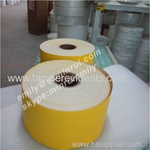Yellow ultra destructible britle label papers in rolls
