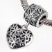 European Sterling Silver Dangle Flower Heart Charm Wholesale