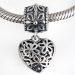 European Sterling Silver Dangle Flower Heart Charm Wholesale