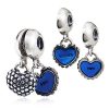 Sterling Silver Dangle Mother and Son Blue Enamel Charm with authentic 925 sterling silver enamel beads