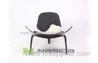 Three-Legged CH07 Shell Living Room Lounge Chairs Natural Black / White