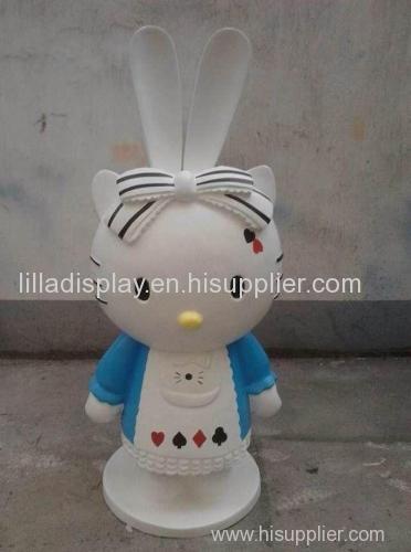 lovely cartoon animal sculpture fiberglass cat sculpture