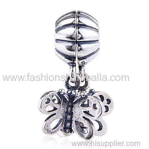 Sterling Silver Dangle Butterfly Charm Beads with Screw Wholesale