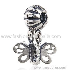 Sterling Silver Dangle Butterfly Charm Beads with Screw