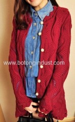 Hollow knit female pearl button Hubble Bubble Slv Jacket