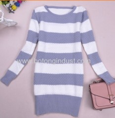 Striped long slv knit sweater