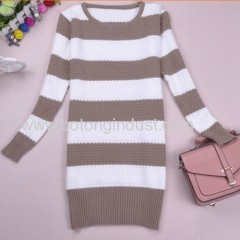 Striped long slv knit sweater