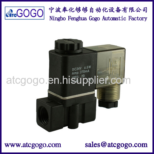 Mini plastic water gas air pneumatic solenoid valve directly acting 1/4" 1/8"