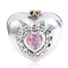 Gold Plated Sterling Silver Princess Heart Charm with Pink CZ Stone