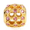 Gold Plated Sterling Silver In the Spotlight Bead with Light Rose Austrian Crystal