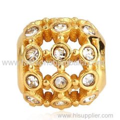 Gold Plated Sterling Silver In the Spotlight Bead with Light Rose Austrian Crystal