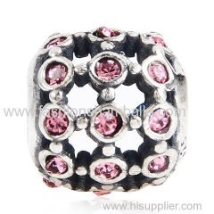 Antique Sterling Silver In the Spotlight Bead with Clear Austrian Crystal