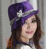 Purple / Dark Grey Wedding Fabric Twist Womens Church Hats with Small Bow