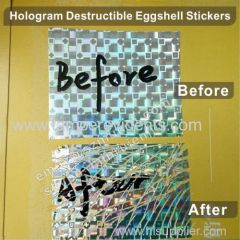 hologram ultra destructible vinyl material in roll or in sheet