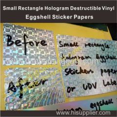 New Product Small Rectangle Hologram Ultra Destructive Vinyl Materials Holographic Graffiti Eggshell Sticker Papers