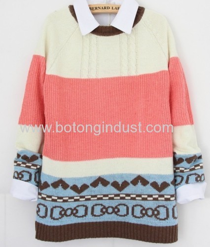 Color stripe knit coat