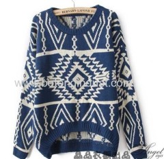 Geometric diamond pattern bottoming sweaters in female