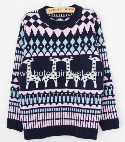 Girls Sweater Giraffe pattern