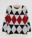 Diamond pattern knit loose slv Pullover