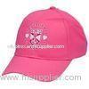 100% Cotton 54cm Pink Kids Baseball Caps Embroidered With Brass Buckle And Grommet Closure