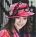 red Fancy Sinamay Velvet Dressy church hats For Young Ladies