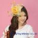 Yellow Ladies Leather / Organza sinamay head ornaments For Summer Party / Wedding