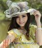 Ladies Fashion Yellow Organza Hats with Flower / Feather Trimming