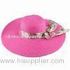 Ladies' Straw Hats, Broad-brimmed, with Silk Ribbon, Various Colors and Materials are Available