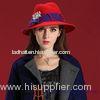 Royal Red Ladies Cloche Wool Fedora Hats With Wool Flower Trimming