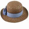 Women's Straw Hat, Made of Natural Bamboo, with Two Flowers Decoration