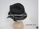 Black Fashion Casual Women Paper Straw Hats With Ribbon Band For Normal Day, Party