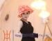 Peach Wedding Organza Hat With Two Layer Flying Organza Brim