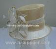 Beige / Ivory Sinamay Ladies Hats Sinamay Leave Wedding With Bow & Feather Trim