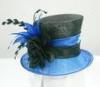 Black / Royal Blue Sinamay Ladies Hats Silk Flower Trim For Horse Racing