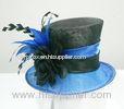 Black / Royal Blue Sinamay Ladies Hats Silk Flower Trim For Horse Racing