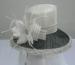 Wedding Feather Trim Sinamay Ladies Hats White / Black With Topstitch Sinamay