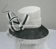 Curved Quill Trim Sinamay Ladies Hats White / Black With Sinamay Loop
