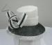 Curved Quill Trim Sinamay Ladies Hats White / Black With Sinamay Loop
