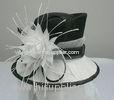 Black / White Sinamay Ladies Hats Big Flower Trim For Church
