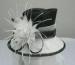 Black / White Sinamay Ladies Hats Big Flower Trim For Church
