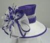 Purple / White Sinamay Ladies Hats Big Sinamay Bow And Fether Trim For Wedding
